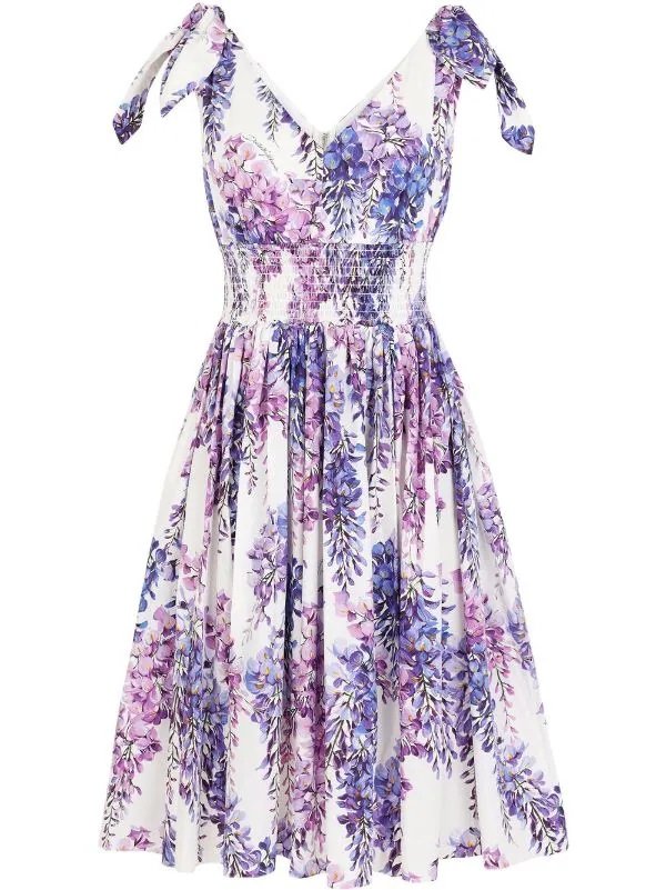 Dolce & Gabbana Smocked Floral Dress in Wisteria.jpg