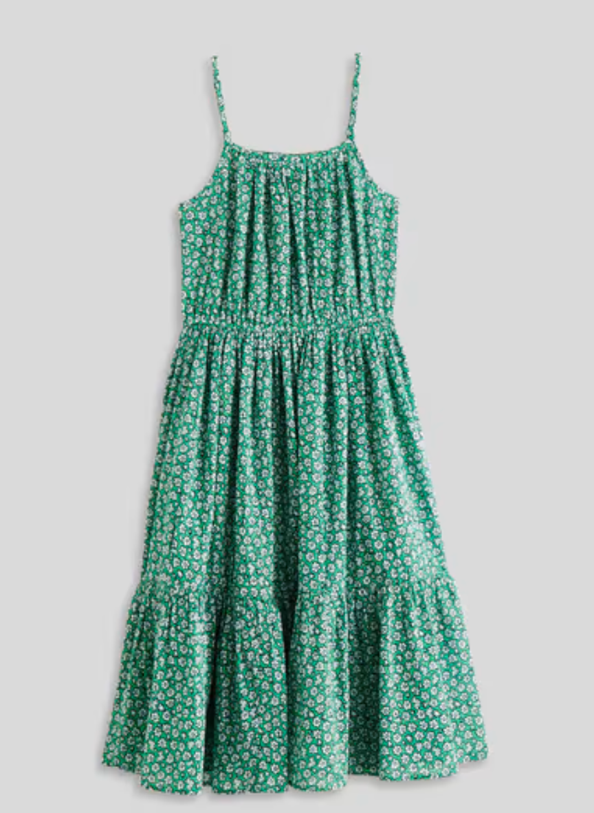 Monoprix Floral Printed Cotton Dress in Green — UFO No More