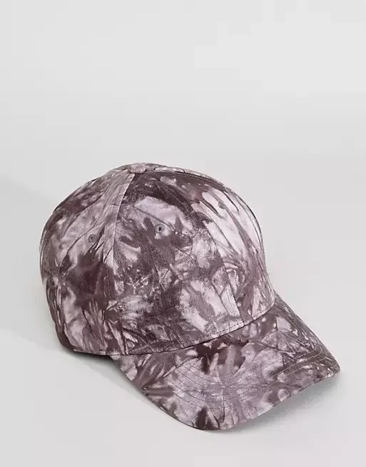 ASOS Tie Dye Baseball Cap in Gray
