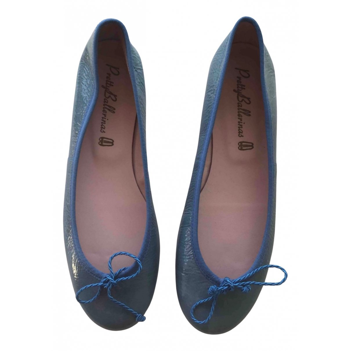 Pretty Ballerinas Marilyn Ballet Flats in Blue Patent Leather.jpg