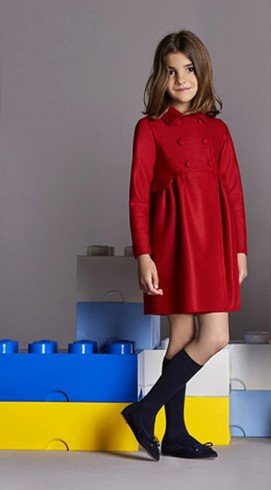 Carolina Herrera Girls Double-Breasted Coat in Red.jpg
