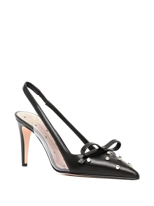 Red Valentino Sandie Crystal-Embellished Leather Pumps