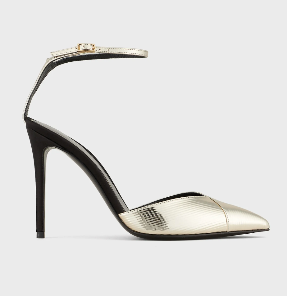 Giorgio Armani Striped Lamé Calfskin Court Shoes