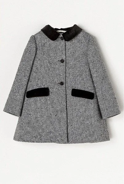 Nanos Velvet-Trim Tweed Coat