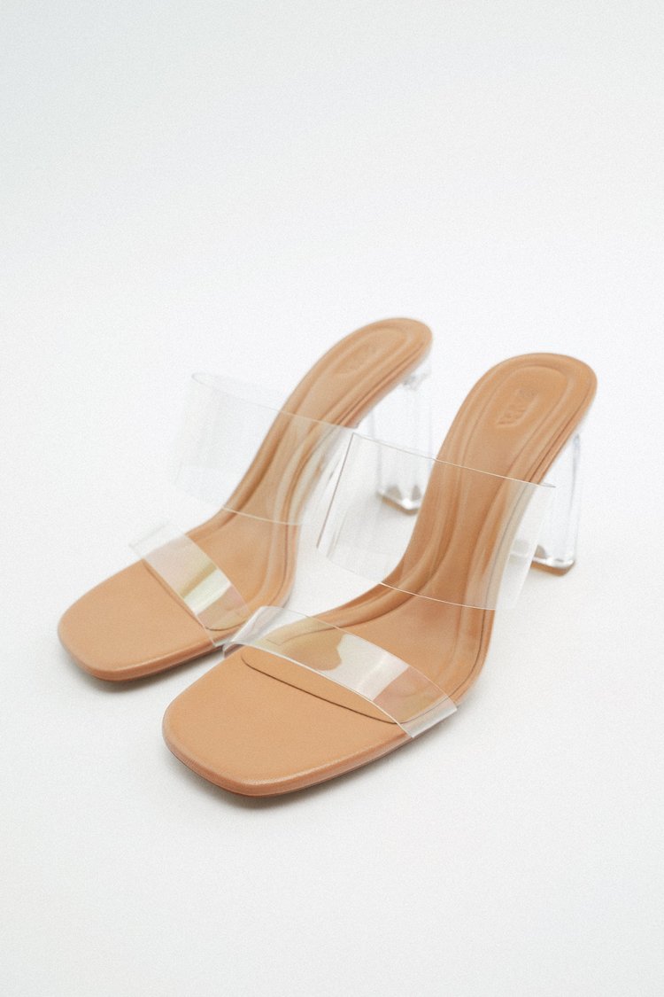 Zara Transparent High-Heel Sandals in Natural — UFO No More