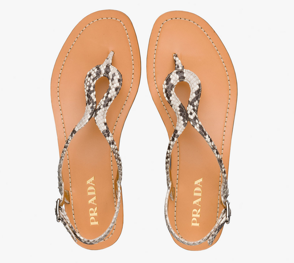 Prada Snakeskin Flat Sandals — UFO No More