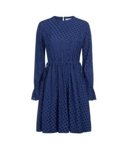 Sandro Lori Dot-Print Dress in Blue.jpg