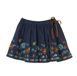 Bonpoint Floral-Embroidered Drawstring Skirt