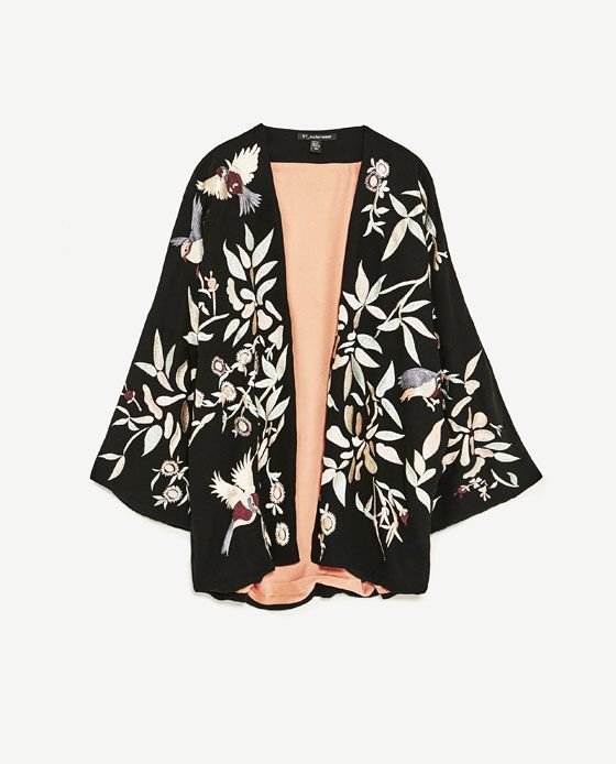 Zara Bird Floral Embroidered Kimono Jacket.jpg