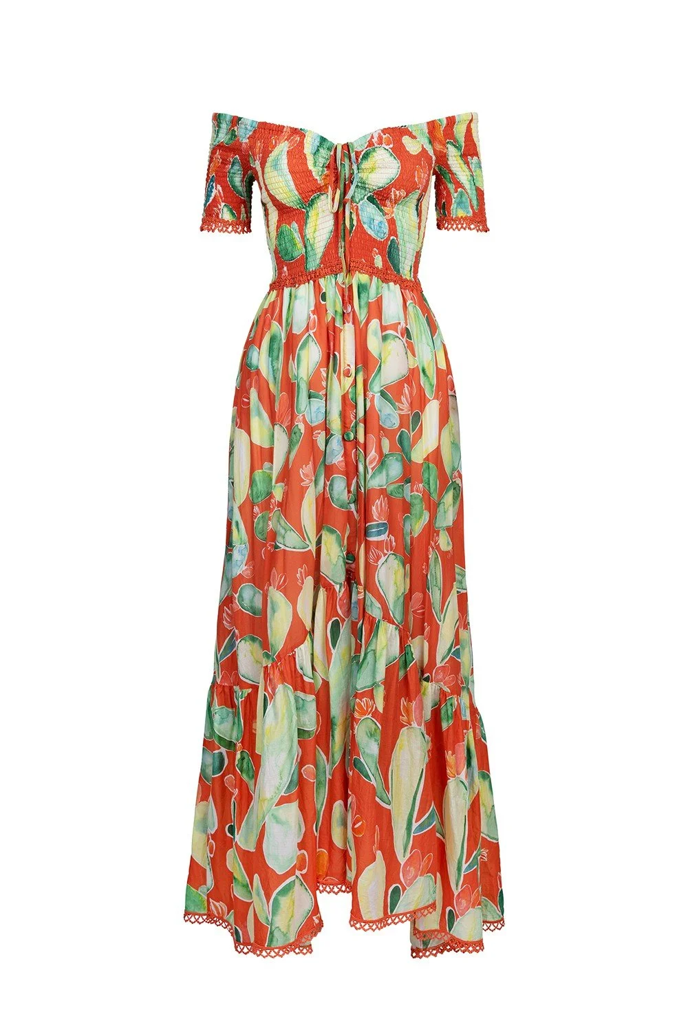 Charo Ruiz Ibiza Aryana Long Dress in Terracota Barbary Print