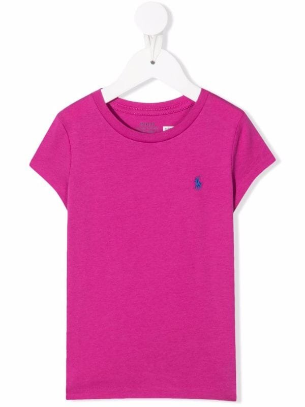 Ralph Lauren Logo-Embroidered T-Shirt in Pink Blue.jpg