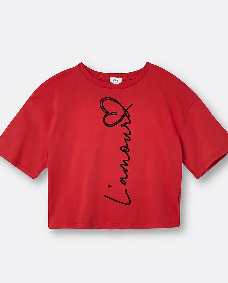 River Island Girls L'Amour T-Shirt in Red.png