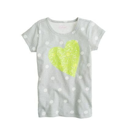 Crewcuts by J. Crew Girls' Dot Tee with Sequin Heart in Grey Yellow.jpg