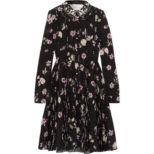 Valentino Floral-Print Silk Crepe de Chine Shirtdress