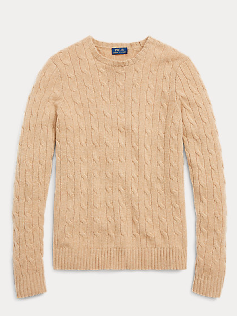 Polo Ralph Lauren Cable-Knit Cashmere Sweater in Camel Melange — UFO No More