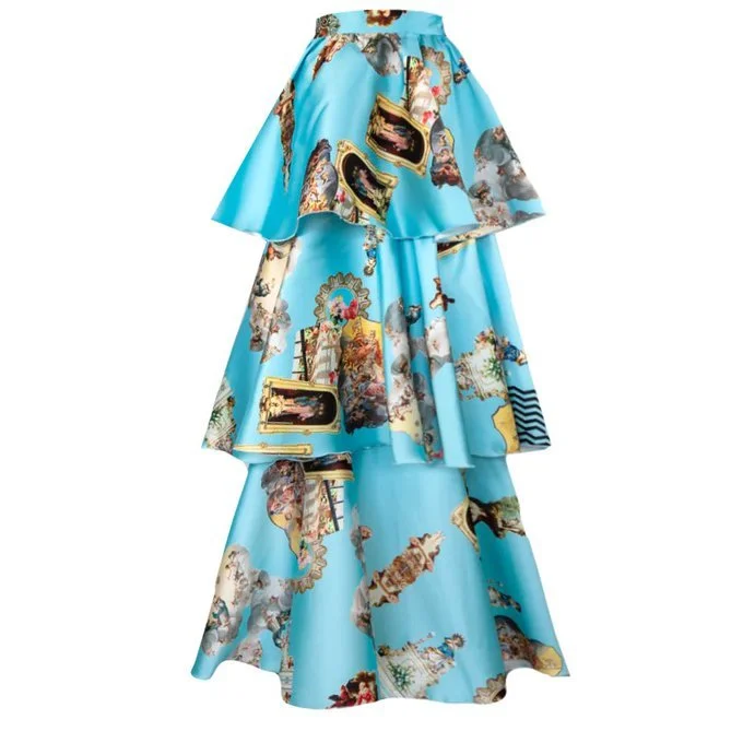 MaxJenny! Triple Skirt in Sicily Light Blue