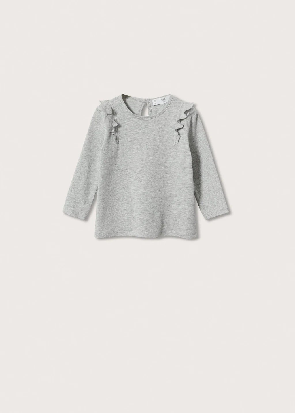 Mango Long-Sleeved T-Shirt with Ruffles in Heather Grey.jpg
