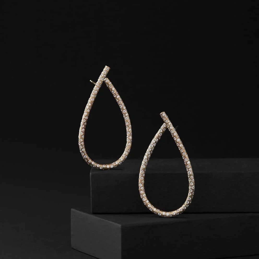 Dulong Fine Jewelry Kharisma Earrings in Gold with All Over Diamonds