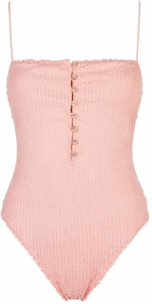 Vix Pink Scaled Buttoned Swimsuit