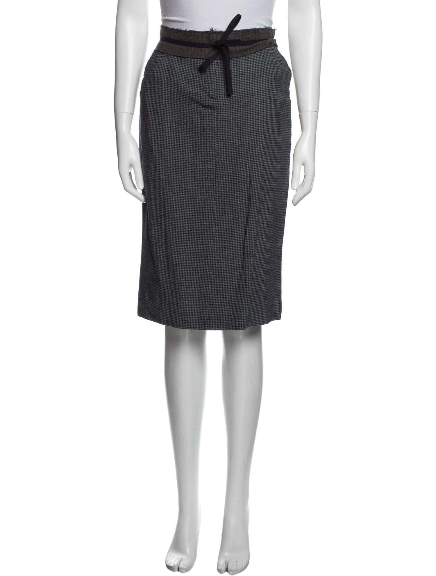 Alberta Ferretti Houndstooth Pencil Skirt