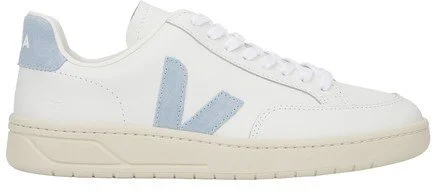 Veja V-12 Leather Sneakers in White / Steel