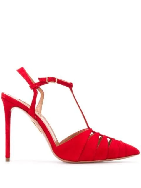 Aquazzura Panthere 105 Pumps in Red Suede