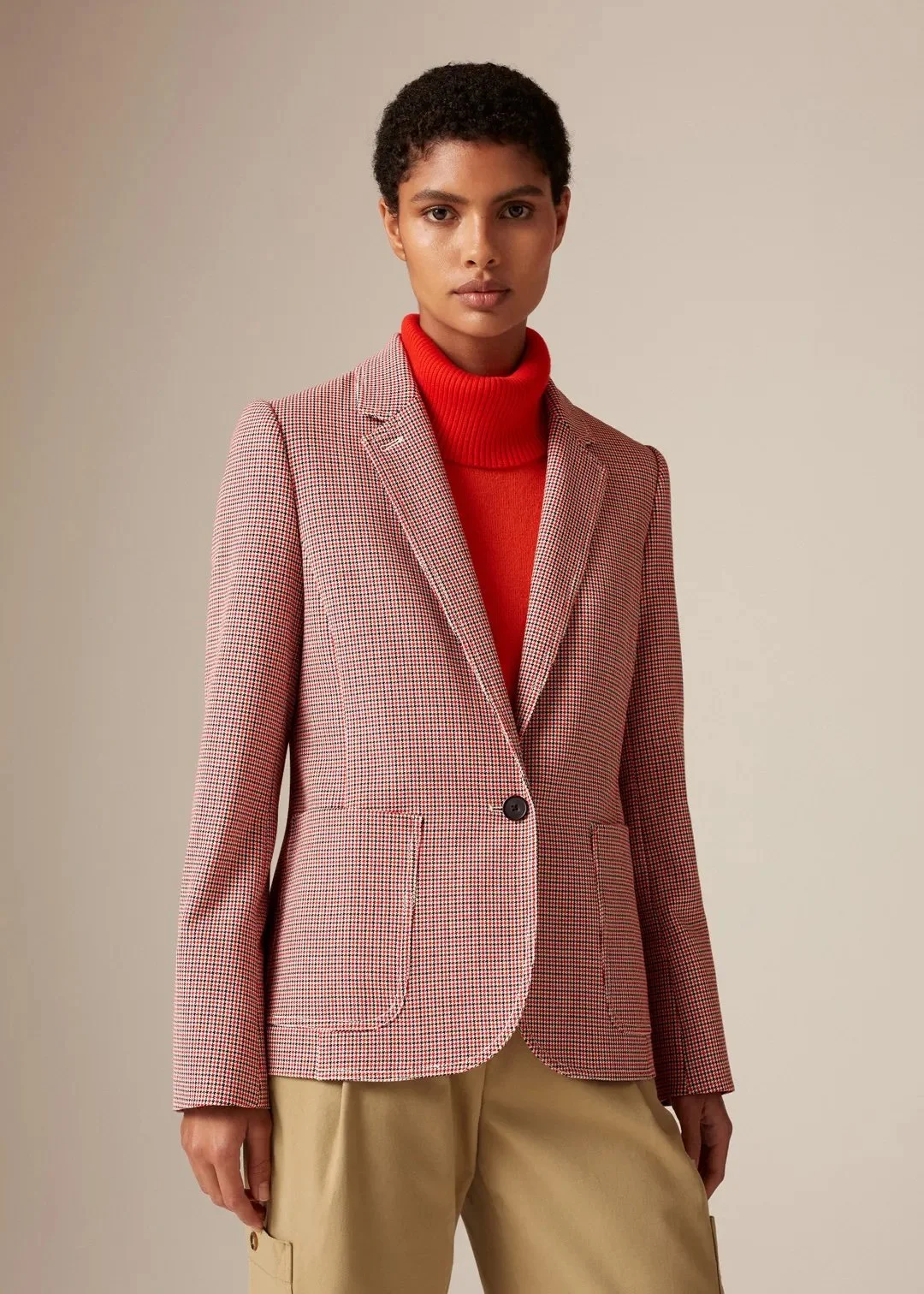 ME + EM Boyfriend Blazer in Autumn Puppytooth