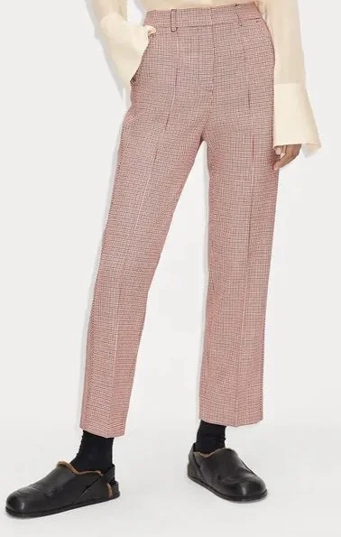 ME + EM Slim Crop Trousers in Autumn Puppytooth