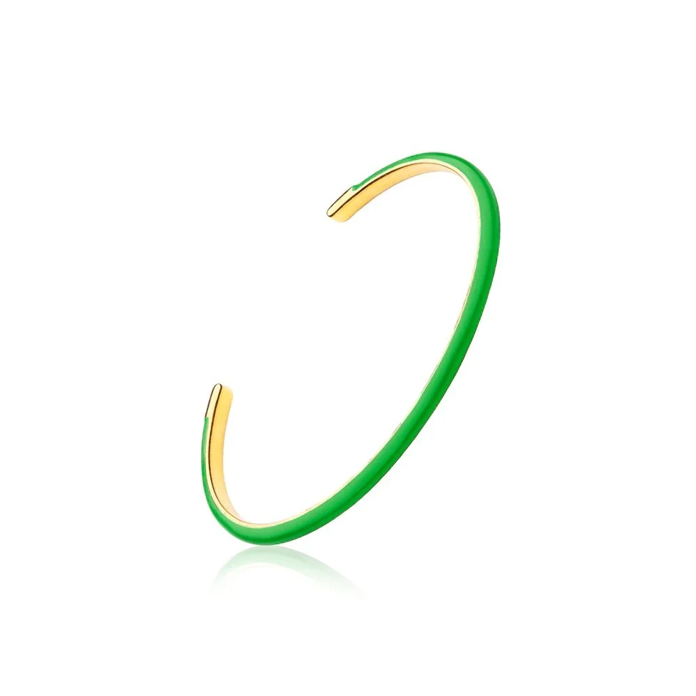 Sophie by Sophie Enamel Thin Cuff in Gold/Green