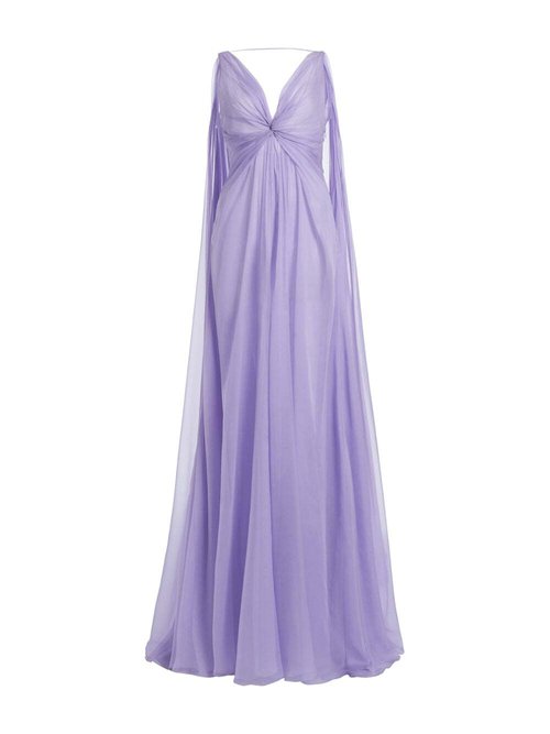 Valentino Gathered Silk Chiffon Gown in Lavender — UFO No More