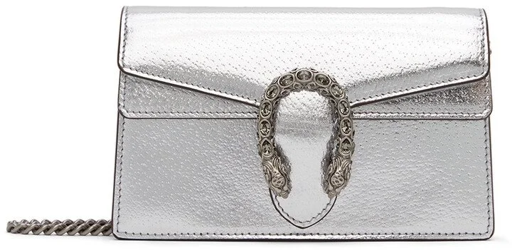 Gucci Dionysus Super Mini Bag in Silver Leather
