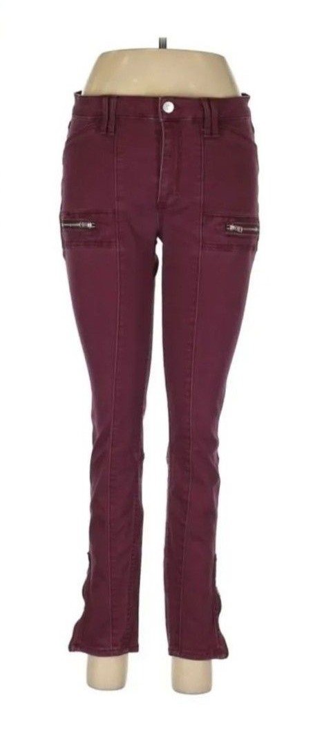 Abercrombie & Fitch Zip Skinny Jeans in Burgundy.jpg