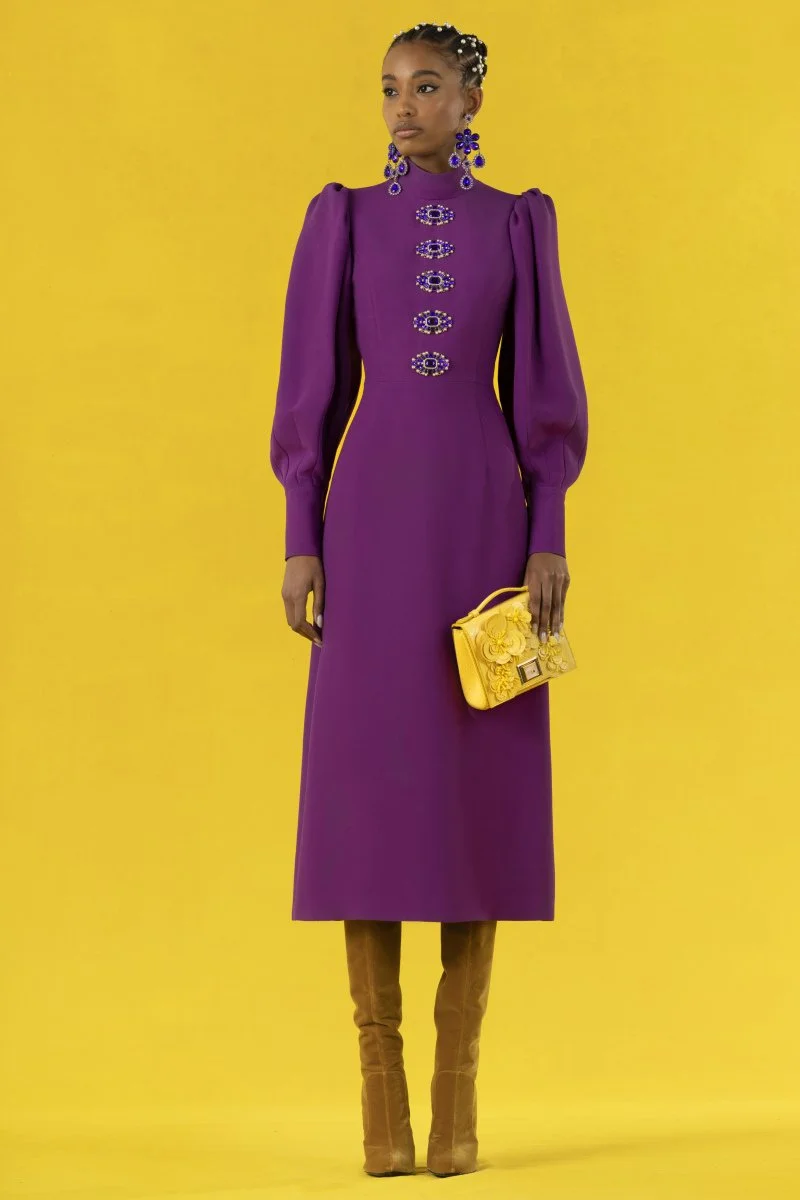 Andrew Gn Crystal Embellished Crepe Dress