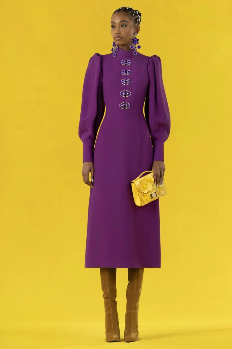 Andrew Gn Embellished-Belt Crepe Dress in Coral UFO No More Andrew Gn Embellished-Belt Crepe Dress in Coral UFO No More