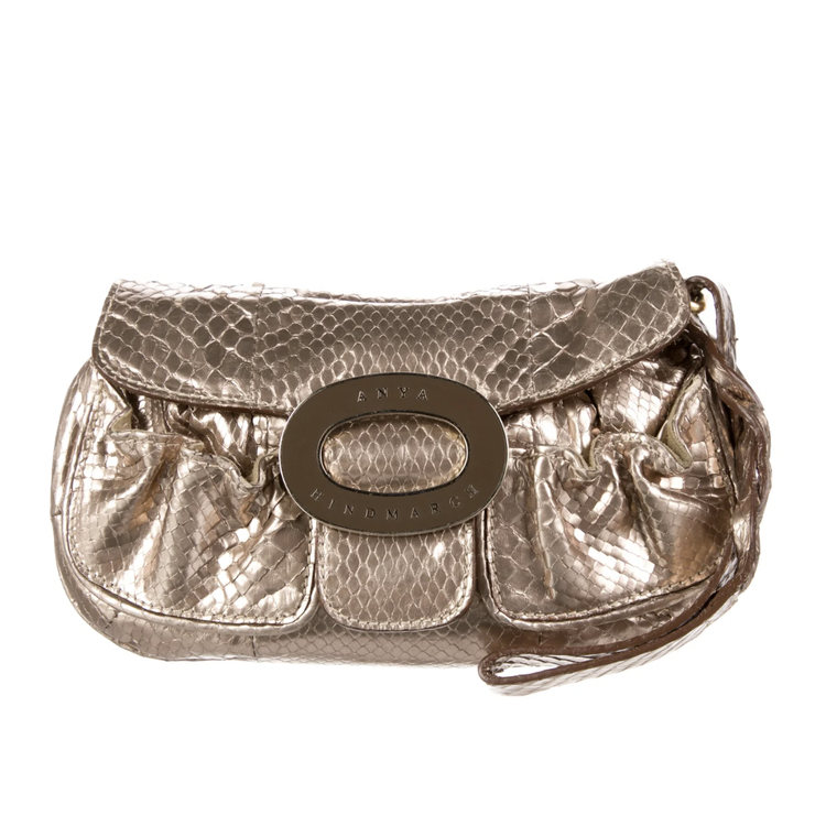 Anya Hindmarch Python Clutch in Burgundy