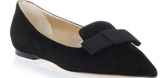 Jimmy Choo Gala Bow Flats in Black Suede
