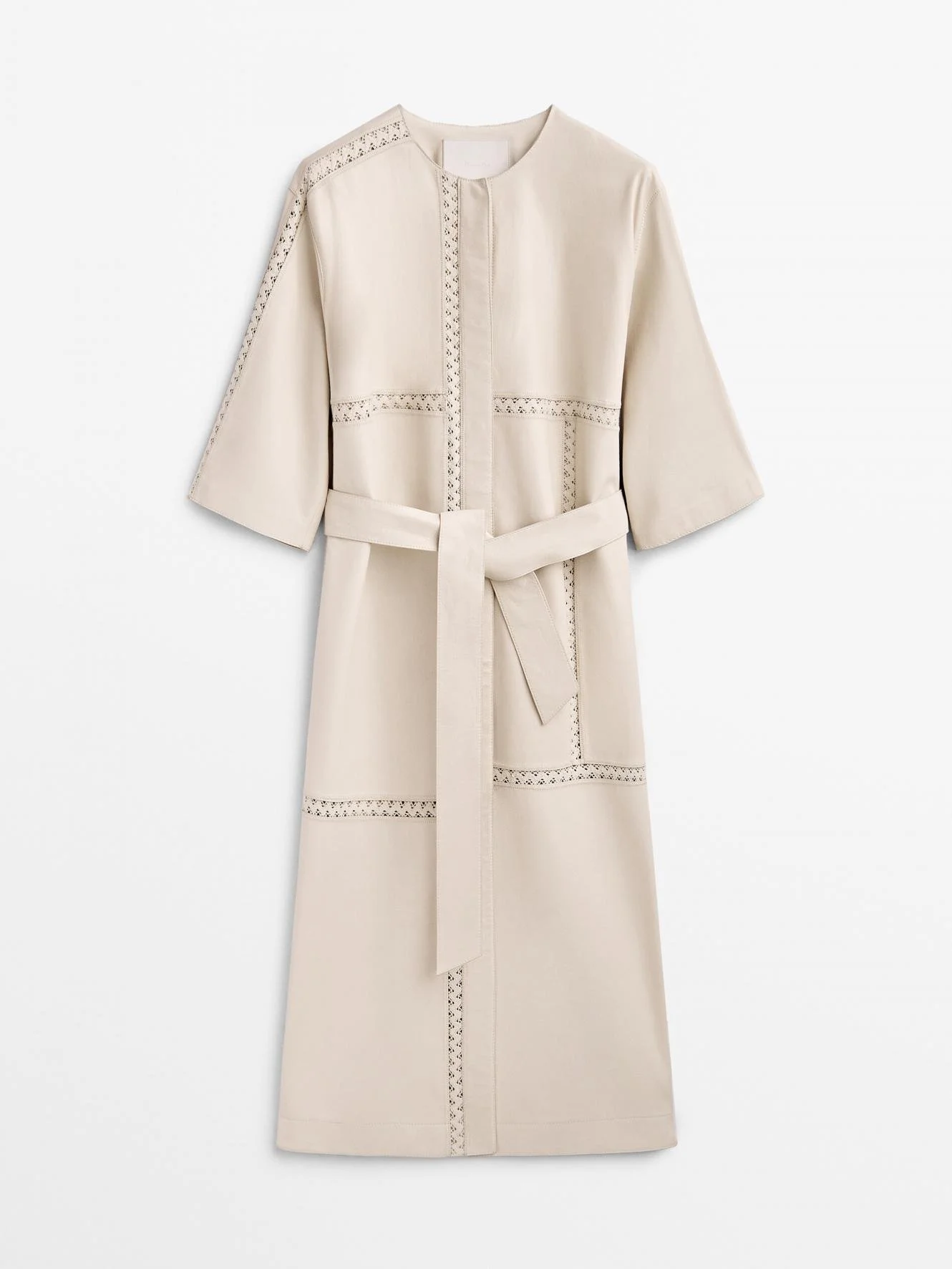 Massimo Dutti Nappa Leather Dress with Embroidery