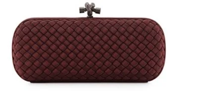 Bottega Veneta Intrecciato Knot Long Clutch in Burgundy