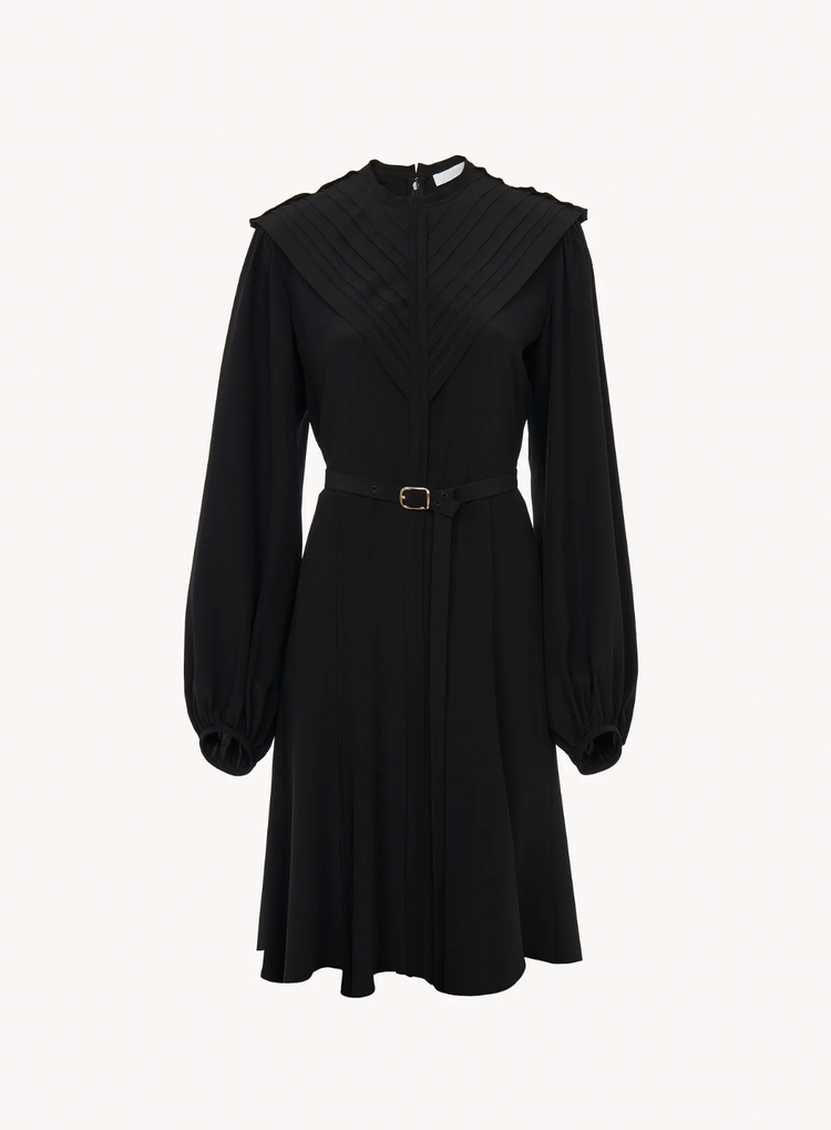 knee length dresses for ladies Feather Print Belted Midi Dress L main image 1