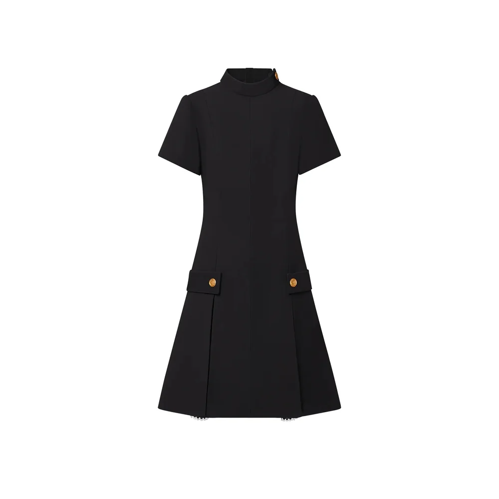 louis vuitton black dress Louis Vuitton Long Sleeve Knot Evening Dress in Black UFO No More