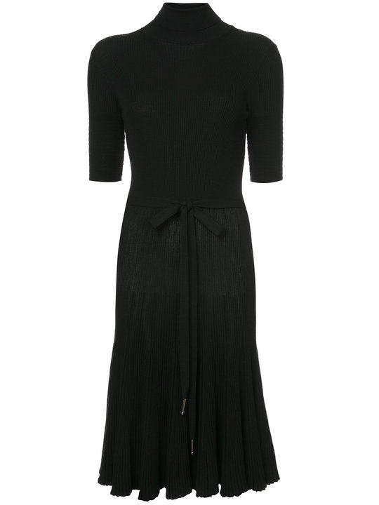 Nina Ricci High Neck Ribbed Midi Dress