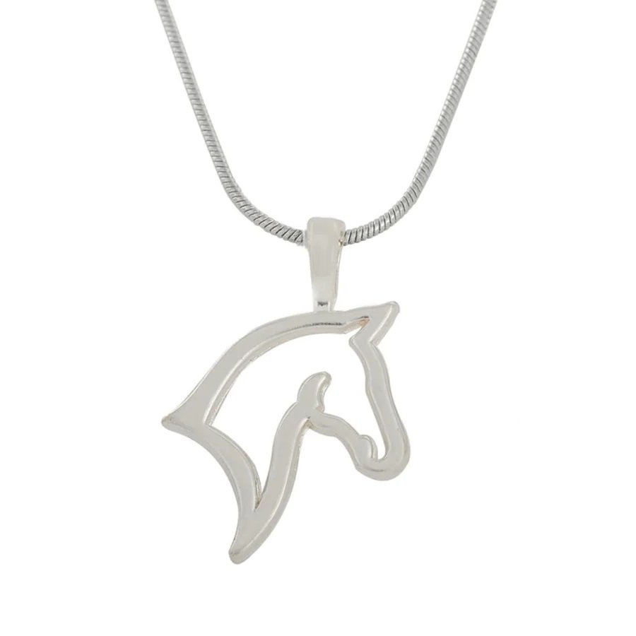 Floral Fawna Horse Head Necklace in Silver.jpg