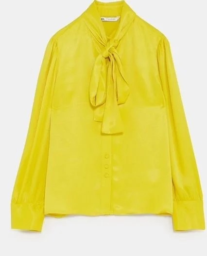 Zara Button Down Pussy Bow Blouse