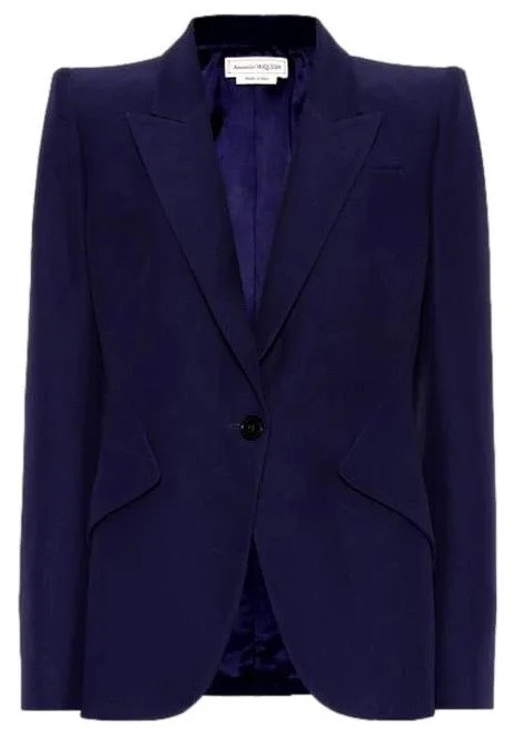 Alexander McQueen Tailored Wool Blazer in Navy