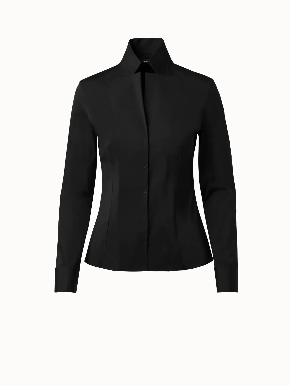 Akris Stand Collar Poplin Blouse in Navy