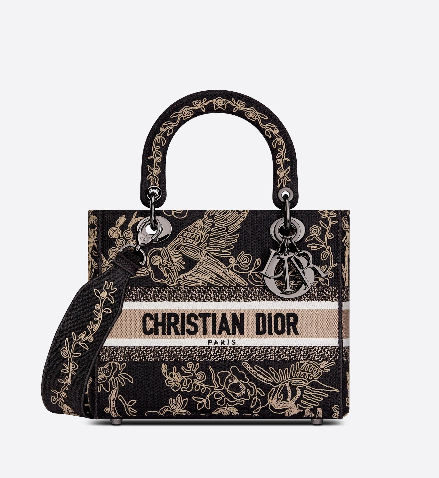 Christian Dior Lady D-Lite Bag in Black Multicolor Cornely-Effect Dior ...