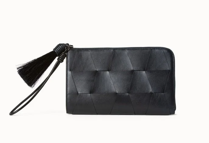 Akris Alexa Tassel Pouch in Braided Trapezoids