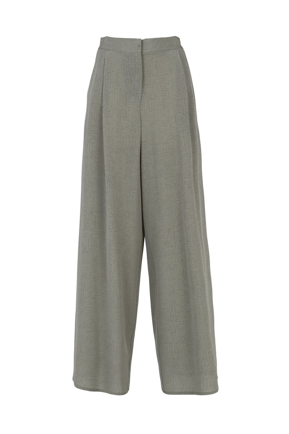 Dusan Geometrical Pattern Trousers in Stone — UFO No More