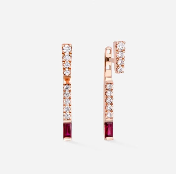 Gold & Roses I Am Red Needle Earrings