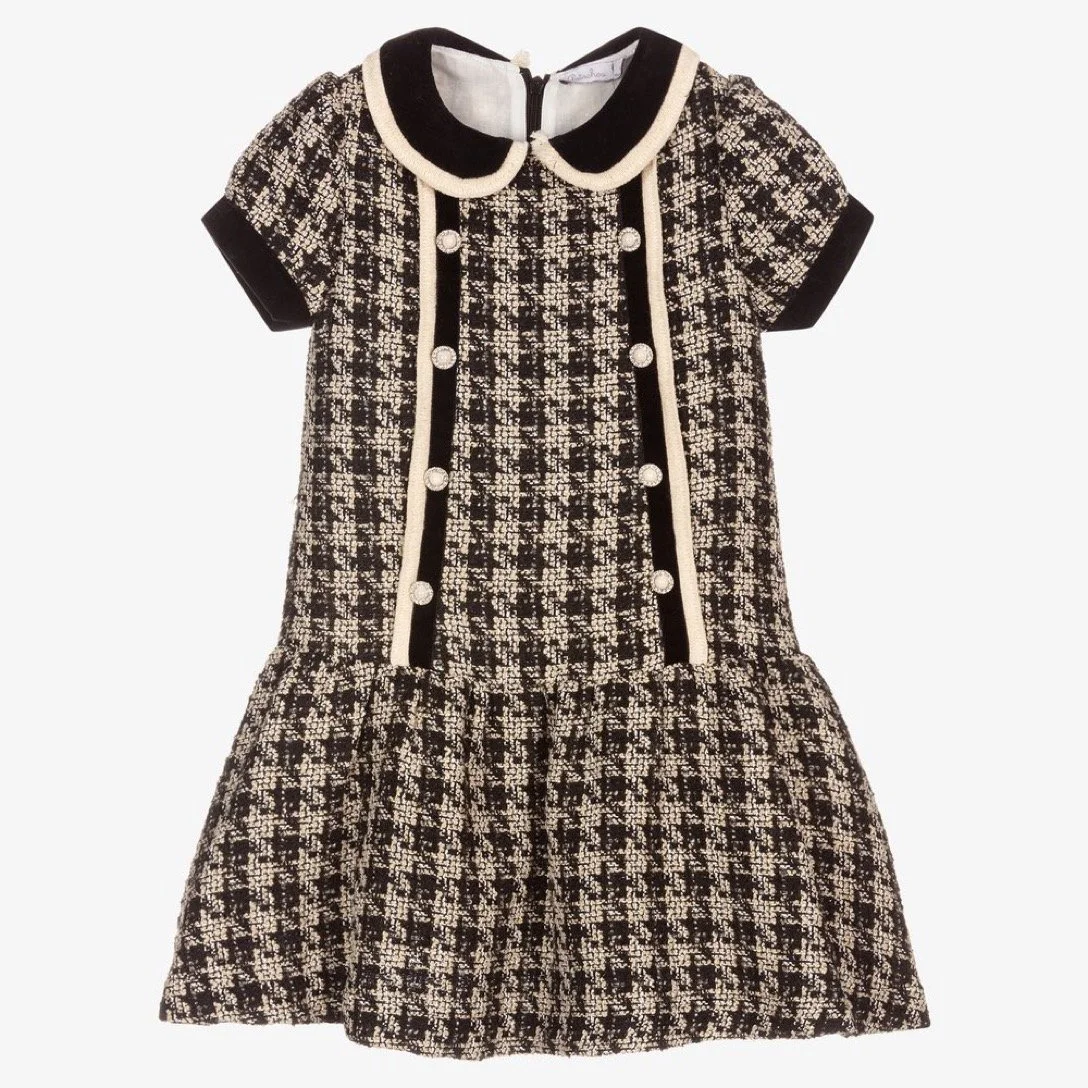 Patachou Black Tweed Flannel Dress